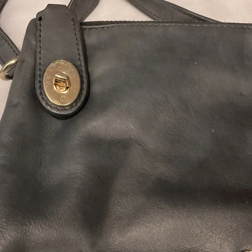 Coach Black Leather Crossbody Bag with Gold Accents
